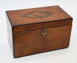 A 19th century satin wood tea caddy, the lid marquetry inlaid with a conch shell, lifting to