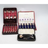 A Mappin & Webb cased set of six British hallmarks teaspoons, cased; together with a silver two-
