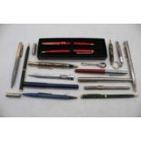 A collection of pens to include platinum fountain pen, various ballpoint examples