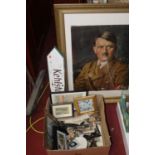 A collection of militaria, mainly German, to include photographs, banknotes, a Kehlstein wooden