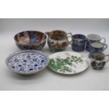 A collection of 19th century and later ceramics to include a pearlware mug