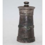 A modern silver pedestal pepper grinder, height 9cm