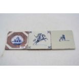A collection of three 18th/19th century Delft wall tiles, 12.5 x 12.5cm