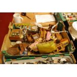A collection of various dolls house furniture and miniatures
