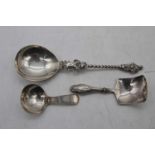 A late Victorian silver anointing spoon having a typical shallow bowl on spirally turned stem with