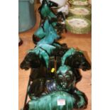 A collection of Blue Mountain pottery animal figures, largest height 37cm