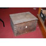 A pine box inscribed TP Esq, width 52cm