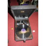 A portable record player, 41cm