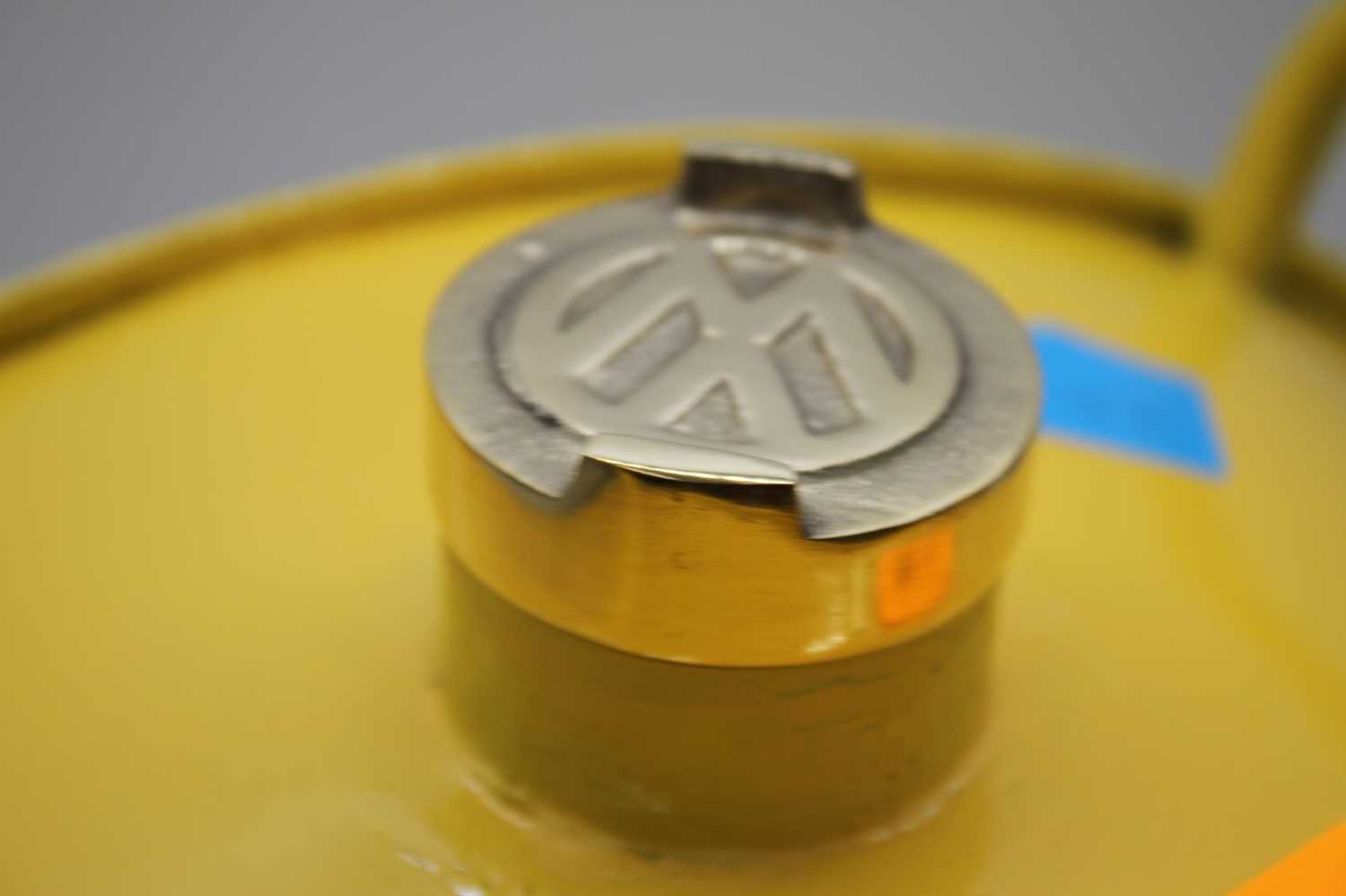 A reproduction Volkswagen yellow painted oil canister, height 36cm - Image 3 of 3