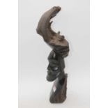 An African carved hardwood bust of a gentleman, height 48cm