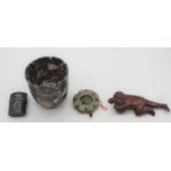 A small collection of miscellaneous items to include a 19th century tortoise shell and pewter inlaid