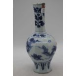 An 18th century Delft vase, of octagonal form, h.26.5cm (a/f)Large chips to the rim.Overall poor