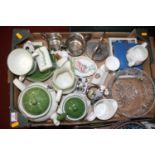 A collection of ceramics and metal wares to include a German part tea service, and Royal Albert