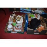 Two boxes of miscellaneous items to include a Japanese porcelain part tea service, novelty