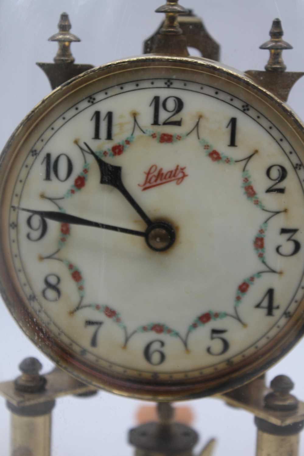 A Schatz brass anniversary clock, housed under a glass dome, height 29cm - Bild 3 aus 3