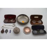 A small collection of miscellaneous items to include an Indian white metal bowl of squat circular