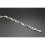 A modern silver gents flat curb link bracelet, 51g, length 23.5cm