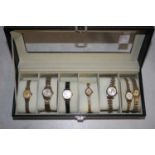 A lady's Sekonda gold plated cased wristwatch, having a signed oval dial with baton markers,