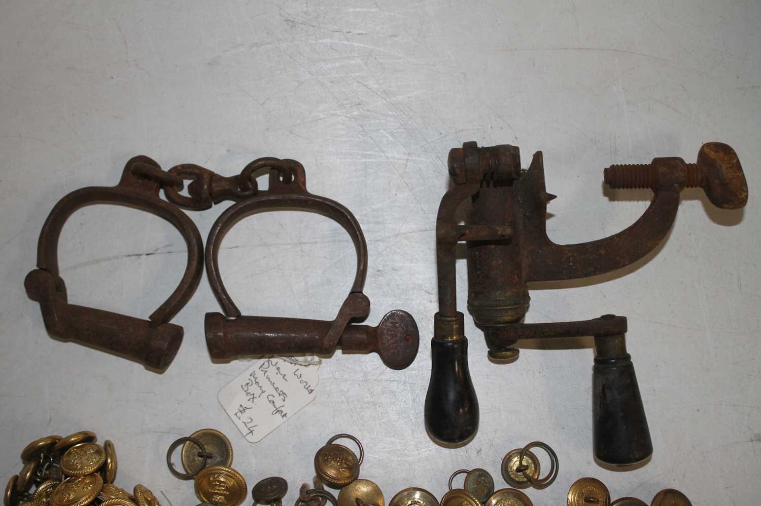 A collection of miscellaneous items, to include a cast iron cartridge loader, pair fo iron - Image 2 of 2