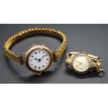A lady's Rotary 9ct gold cased mechanical wristwatch, on gilt metal bracelet; together with a lady's