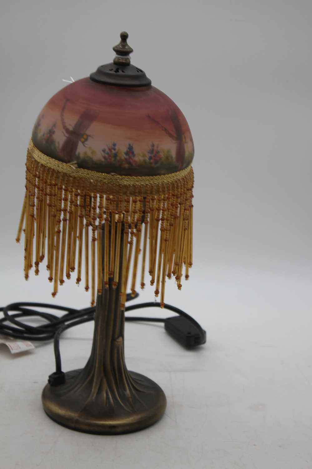 A Tiffany style table lamp, having a glass shade decorated with dragonflies amongst flowers, - Image 3 of 3