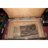 A military painted pine ammo crate inscribed Captain Wallace, width 62cm