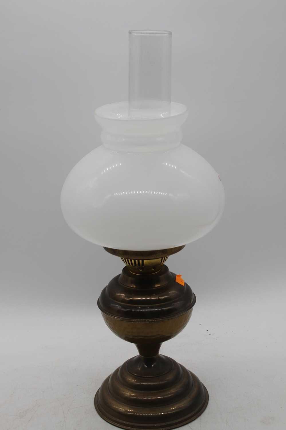 A Victorian brass oil lamp, height 45cm