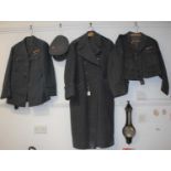 World War II issue RAF Flight Lieutenants uniform comprising Blazer, Jacket, trousers, great coat