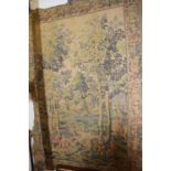 A French tapestry wall hanging, depicting a medieval landscape, 193 x 131cm