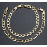 Two modern Italian 9ct gold flat curblink bracelets, 11.4g