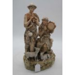 A Royal Dux porcelain figure group, of a pair of musicians, height 37cm