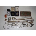 A small collection of miscellaneous items, to include a World War II Africa Star medal, silver