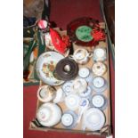 A collection of Asian items to include Chinese enamel decorated ginger jar and rice serving