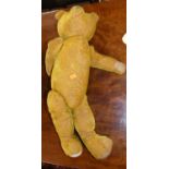 Circa 1920s blonde mohair bear, with growler, height 45cm