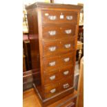 A late Victorian walnut narrow chest of six long graduated drawers, width 44.5cmStands well.Very