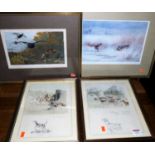 A pair of Lionel Edwards hunting prints; together with two Archibald Thorn artist signed prints (4)
