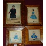 Four various Victorian watercolour portrait studies, to include two of a young girl wearing a blue