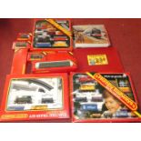 One box of mixed 00 gauge railways to include Hornby and a box of Meccano 1950s gift set specific