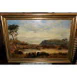 John Webb - River landscape, oil on canvas, signed lower right (with patch repairs and