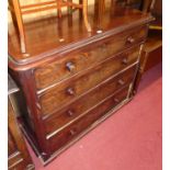 A mid-Victorian mahogany round cornered chest of four long graduated drawers, width 123cm