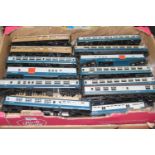One tray of mixed 00 gauge passenger rolling stock to include Intercity, LNER teak coaches, etc