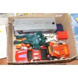 A collection of diecast model vehicles, to include Transformers Optimus Prime robots, The Mask and