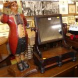 A Victorian mahogany swing dressing mirror, having twin short drawer box base, together with painted