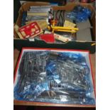 Two boxes of mixed 00 gauge, track, lineside accessories, rolling stock and locomotives to include