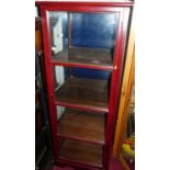 An Eastern painted hardwood single door glazed square display cabinet, glazed on all sides, with