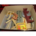 One tray containing a collection of mixed 00 gauge lineside accessories and buildings to include a