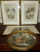 Assorted prints to include after C Sutter - Dutch topographical scene (4)