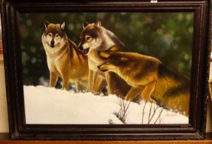 Kaiser - Foxes in a winter landscape, oil on canvas