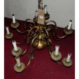 A Dutch style lacquered brass ten light electrolier