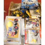 Two boxes of mixed Meccano and Meccano-style construction toys and gift sets